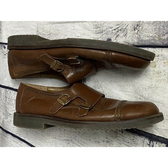 JONATHAN RICHARDS MEN'S BROWN GENUINE DOUBLE MONK STRAP DRESS SHOES SZ 10.5 D - Picture 6 of 9